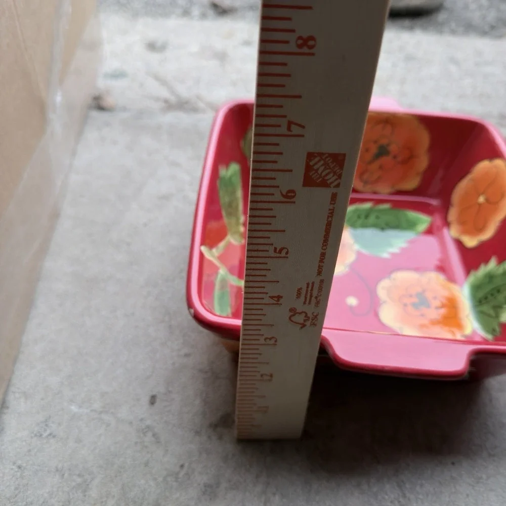 Temp-tations Floral Ceramic Baking Dish Square Red‎ Casserole Dish